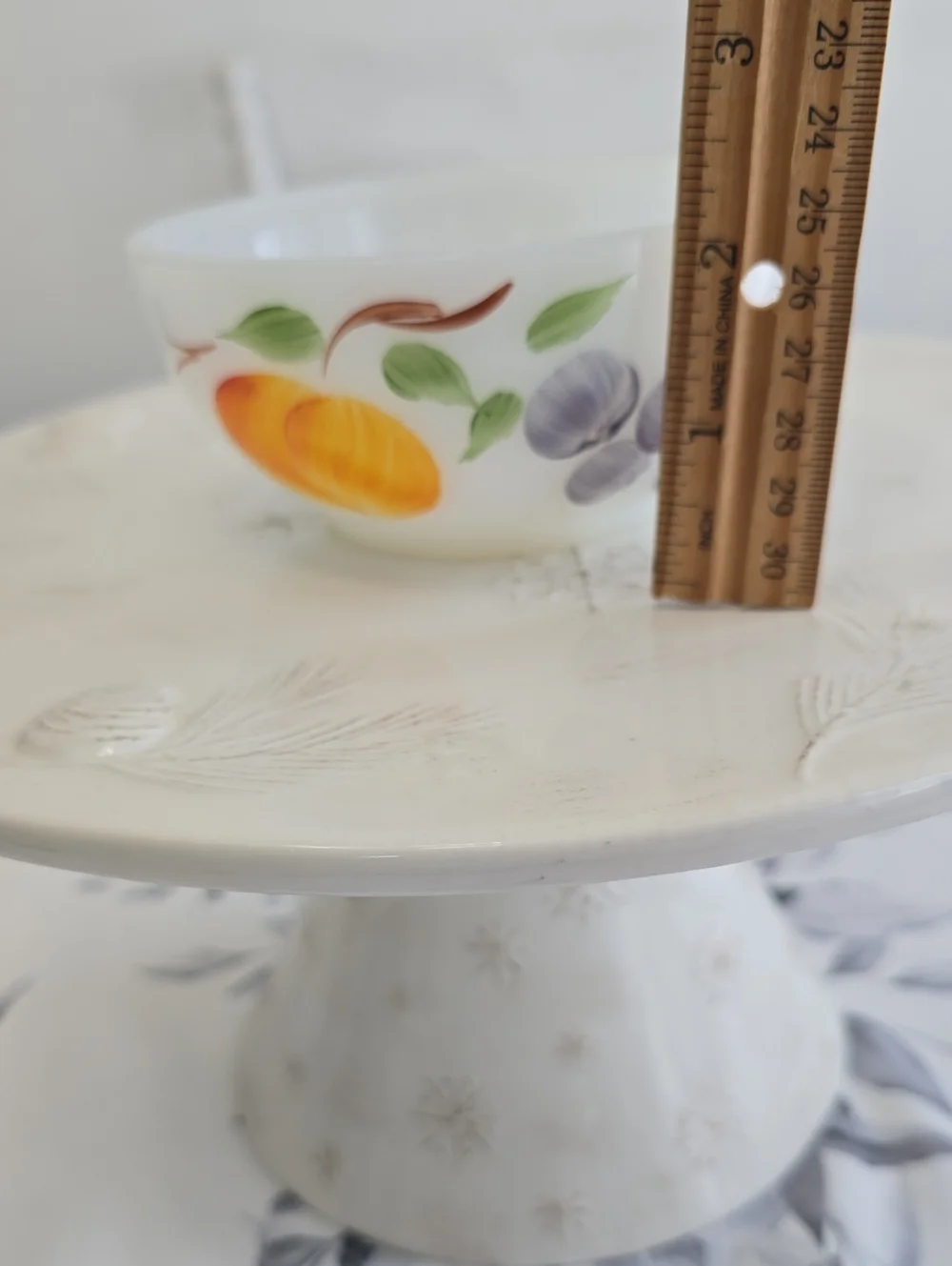 Vintage Fire King Gay Fad Fruit  Ovenware White Milk Glass Bowl Almost 5